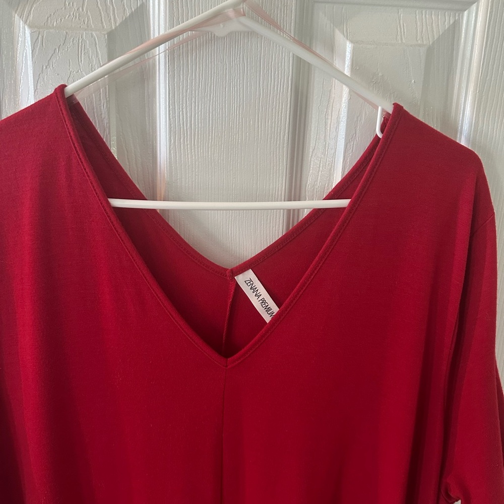 Zenana Premium size 3x Vibrant Red Maxi Dress with pockets EUC - Picture 2 of 6